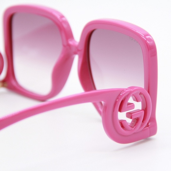 NEW GUCCI GG1326S 004 PINK SQUARE WOMEN SUNGLASSES GUCCI - Picture 4 of 8